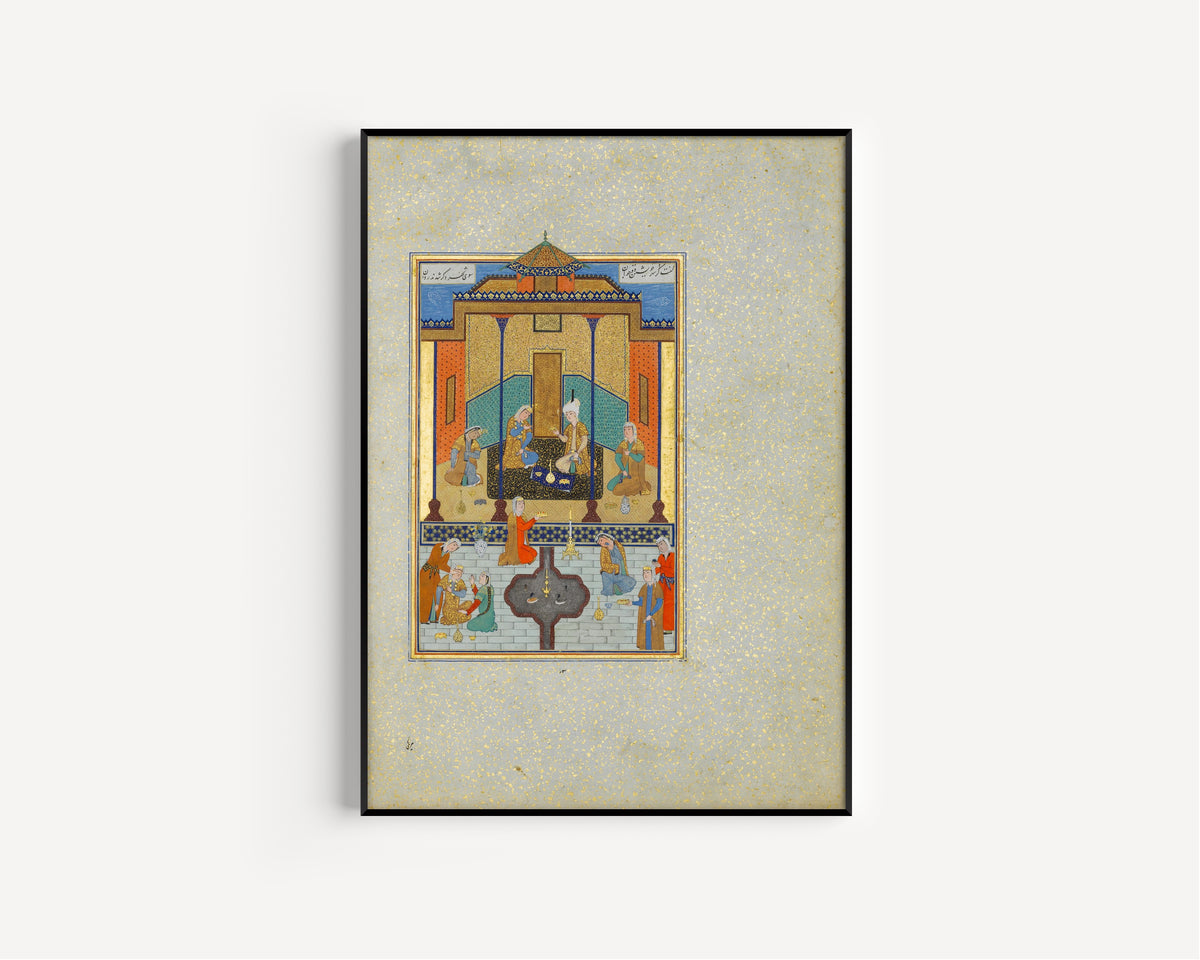 Shaikh Zada — Khamsa of Nizami: Bahram Gur in the Sandal Palace on Thursday | Persian Miniature Art Print