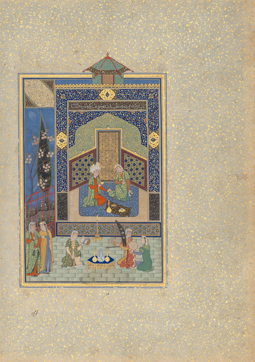 Shaikh Zada — Khamsa of Nizami: Bahram Gur in the Turquoise Palace on Wednesday | Persian Miniature Art Print