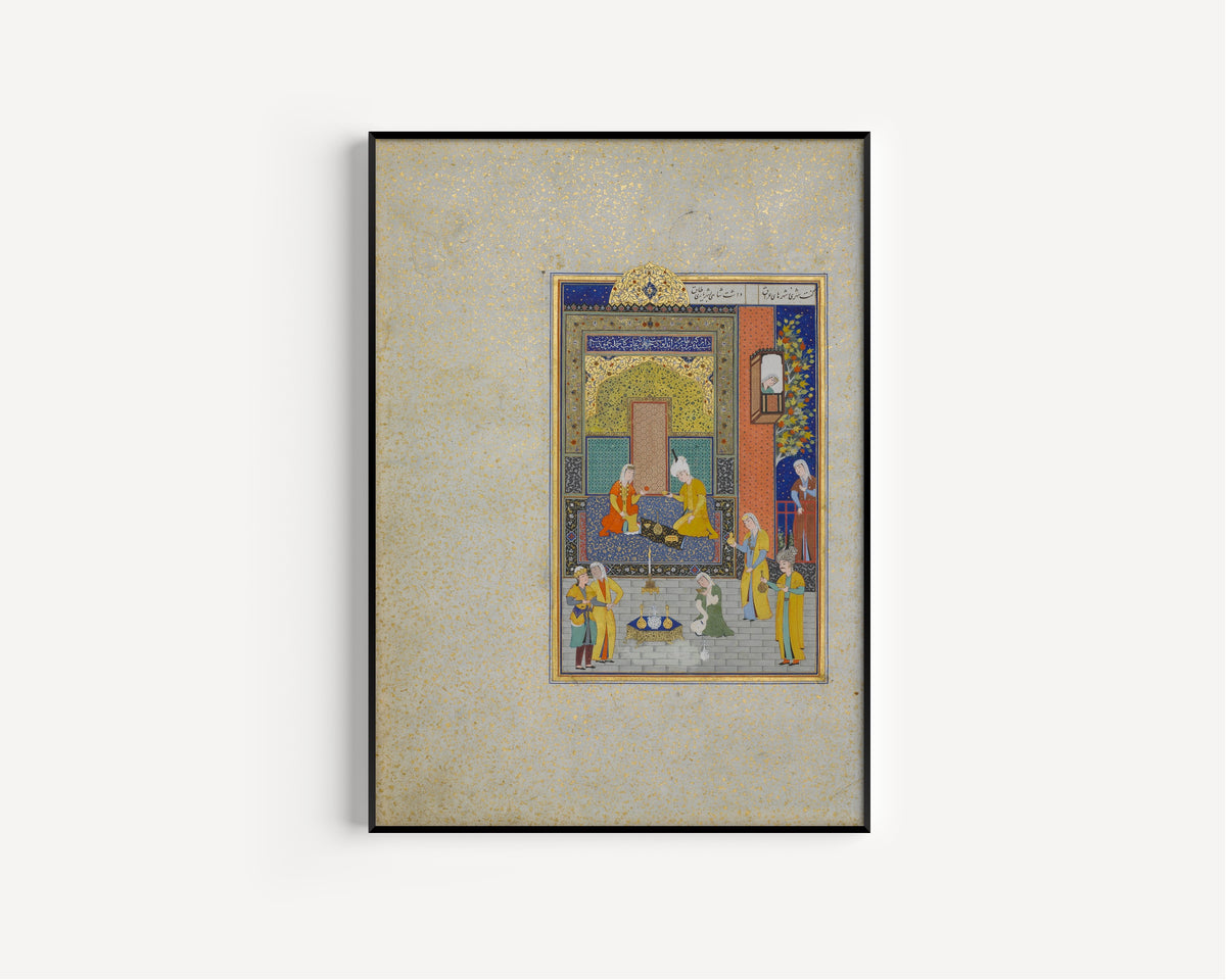 Shaikh Zada — Khamsa of Nizami: Bahram Gur in the Yellow Palace on Sunday | Persian Miniature Art Print