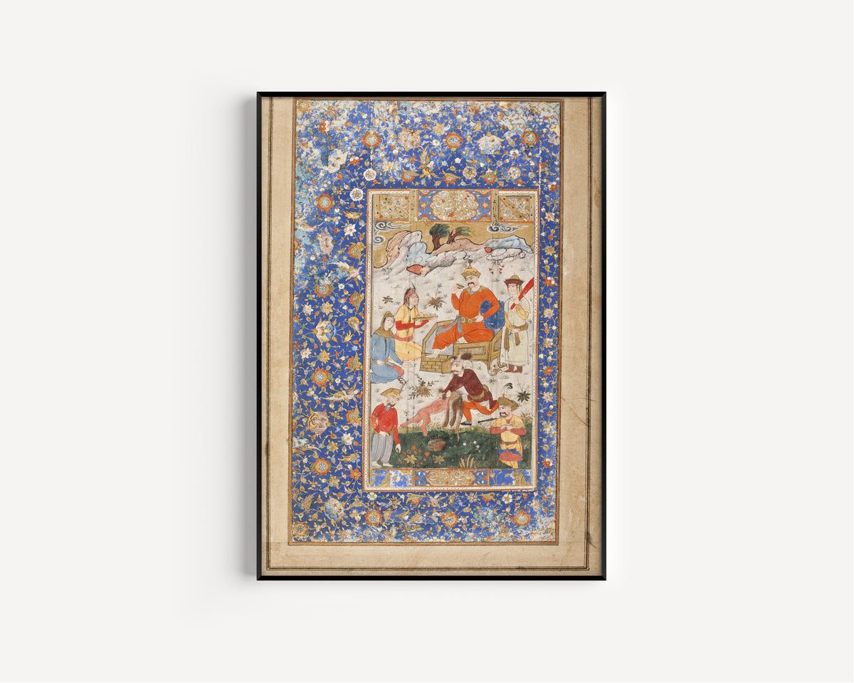 Khamsa of Nizami: Khusraw Celebrating after Killing the Dragon | Persian Miniature Art Print