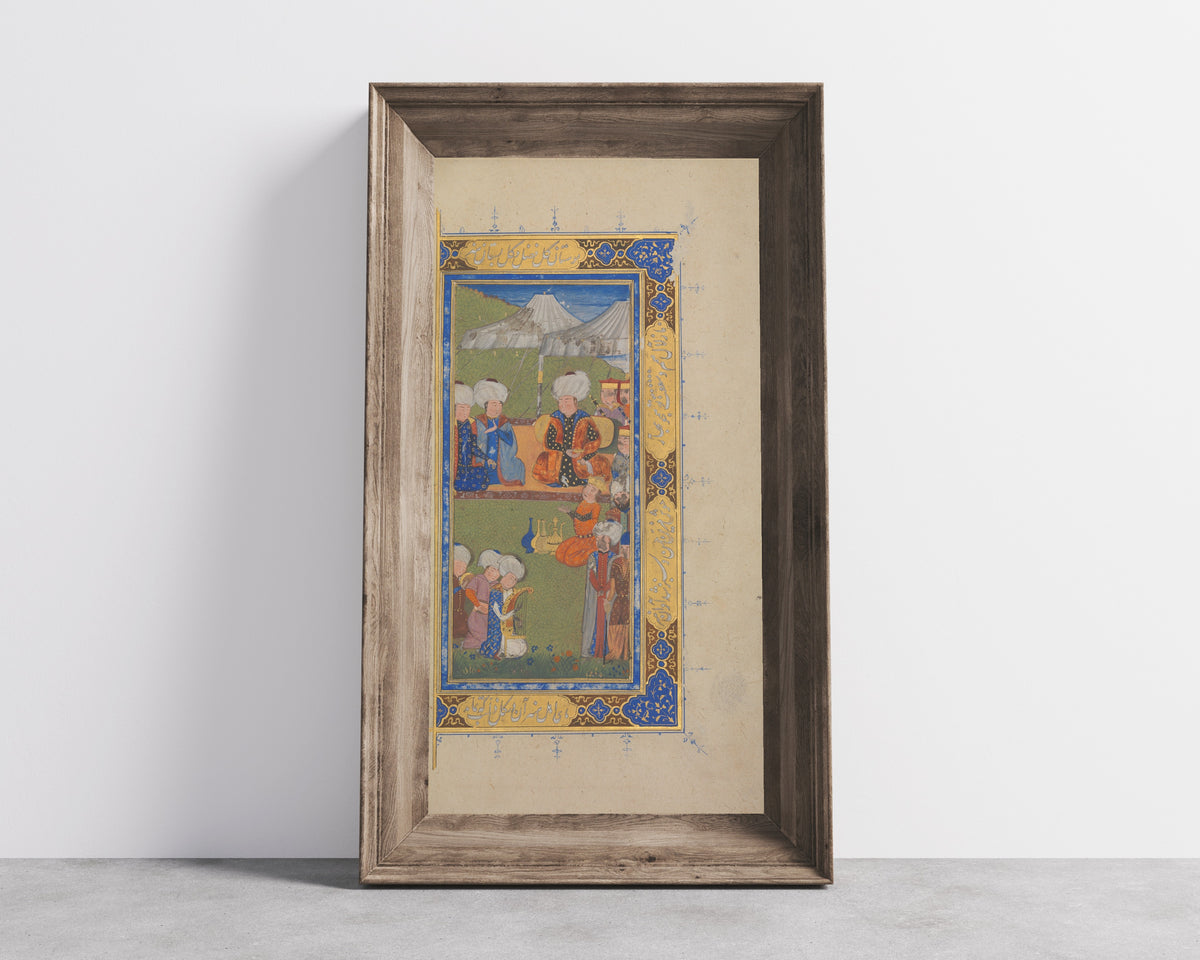 Persian Miniature — Khusrau and Shirin: A Royal Encampment | Persian Miniature Art Print