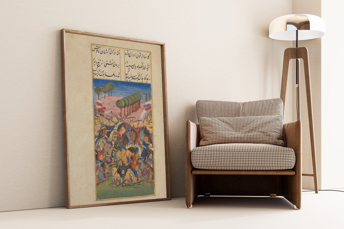 Persian Miniature — Khusrau and Shirin: A Battle Scene | Persian Miniature Art Print