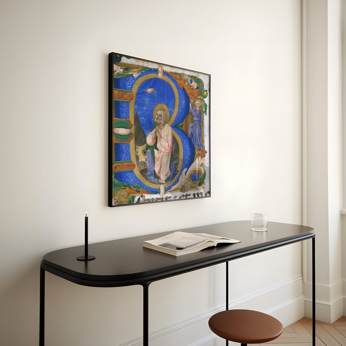 Zanobi Strozzi — King David in Prayer in an Initial B | Illuminated Initial Print