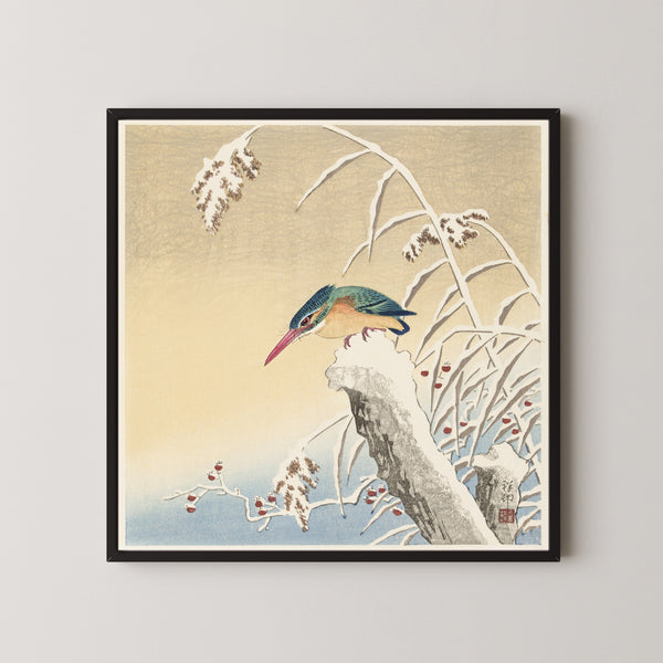 Ohara Koson — Kingfisher in the Snow | Japanese Bird & Flower Woodblock Print