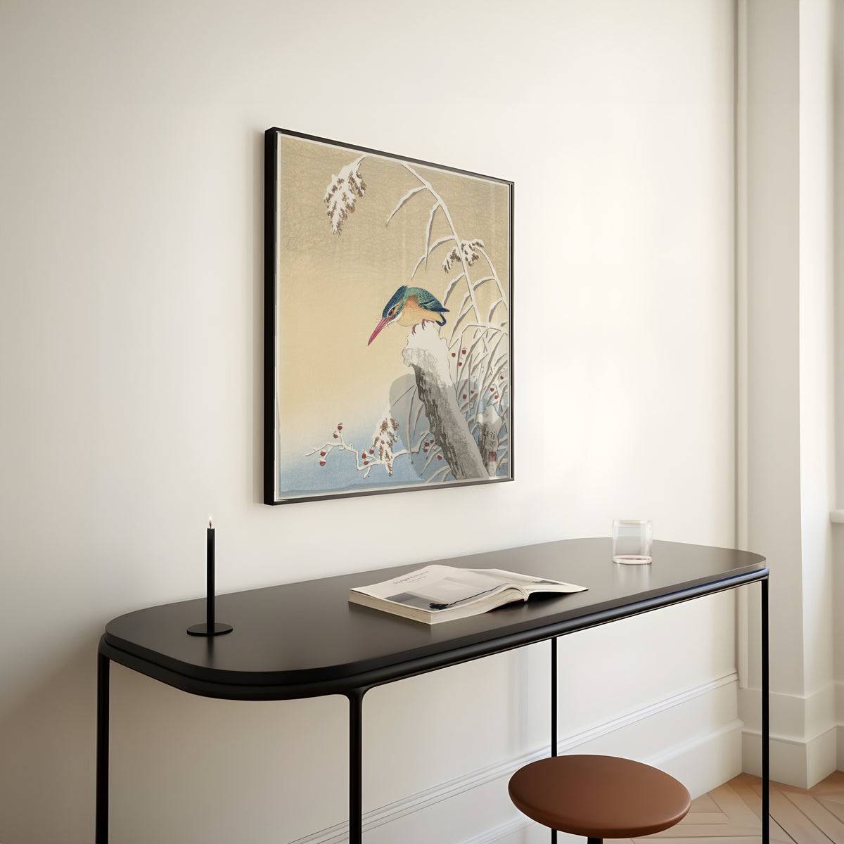 Ohara Koson — Kingfisher in the Snow | Japanese Bird & Flower Woodblock Print