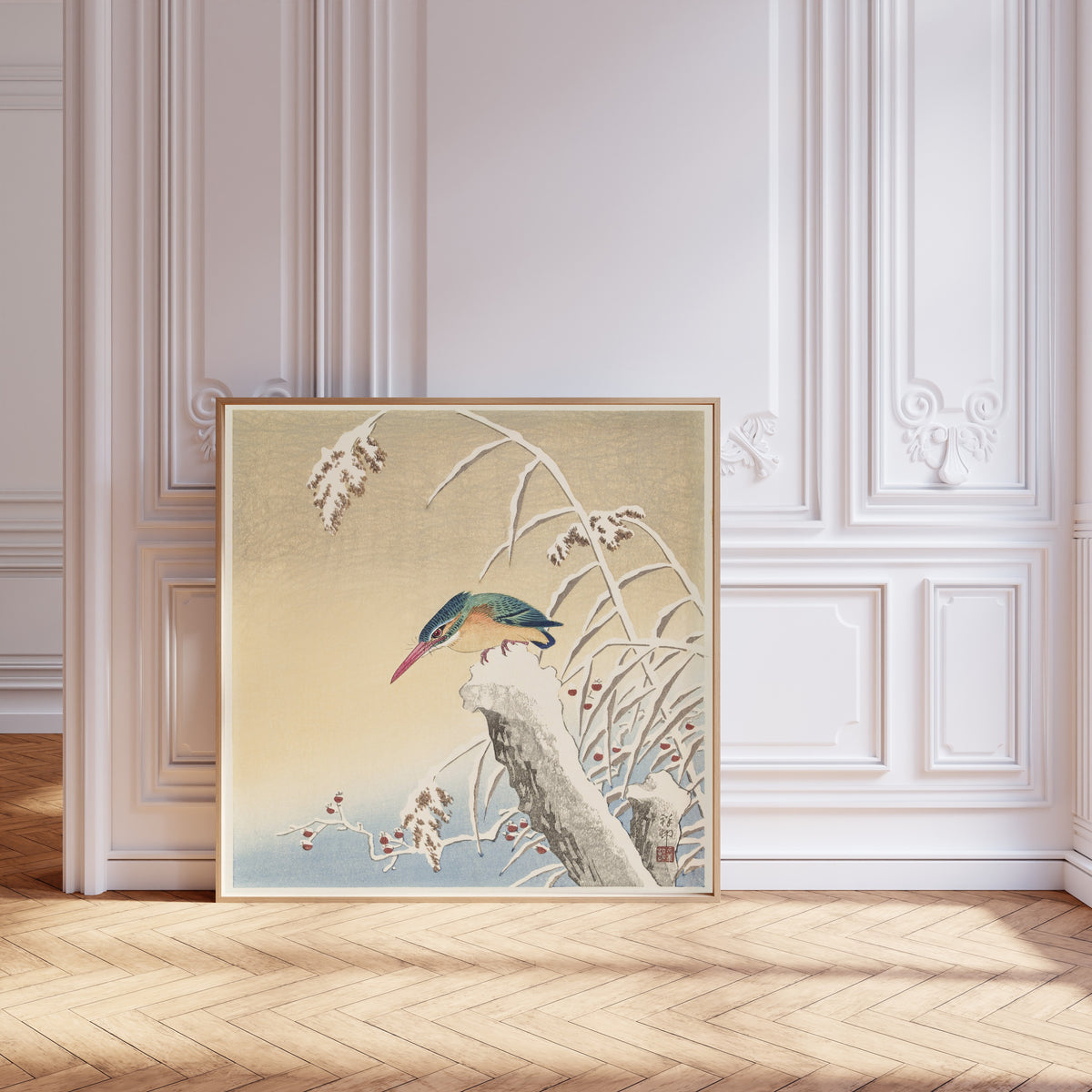 Ohara Koson — Kingfisher in the Snow | Japanese Bird & Flower Woodblock Print