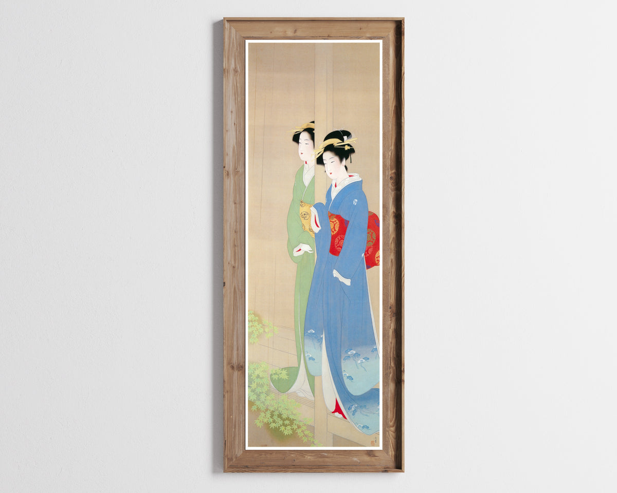 Kinuta by Uemura Shōen — shown framed on a wall