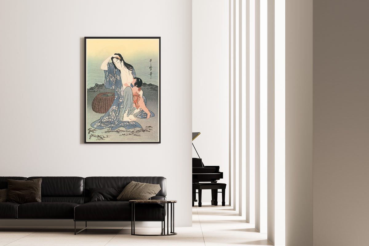 Kitagawa Utamaro — Diving for Abalones (Center) | Japanese Woodblock Print (Ukiyo-e)