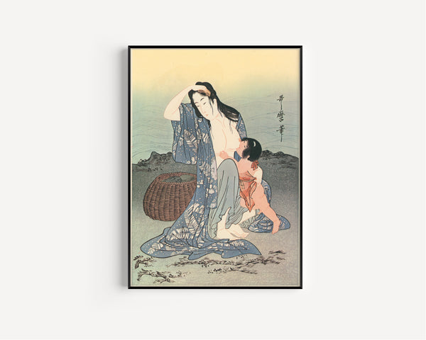 Kitagawa Utamaro — Diving for Abalones (Center) | Japanese Woodblock Print (Ukiyo-e)