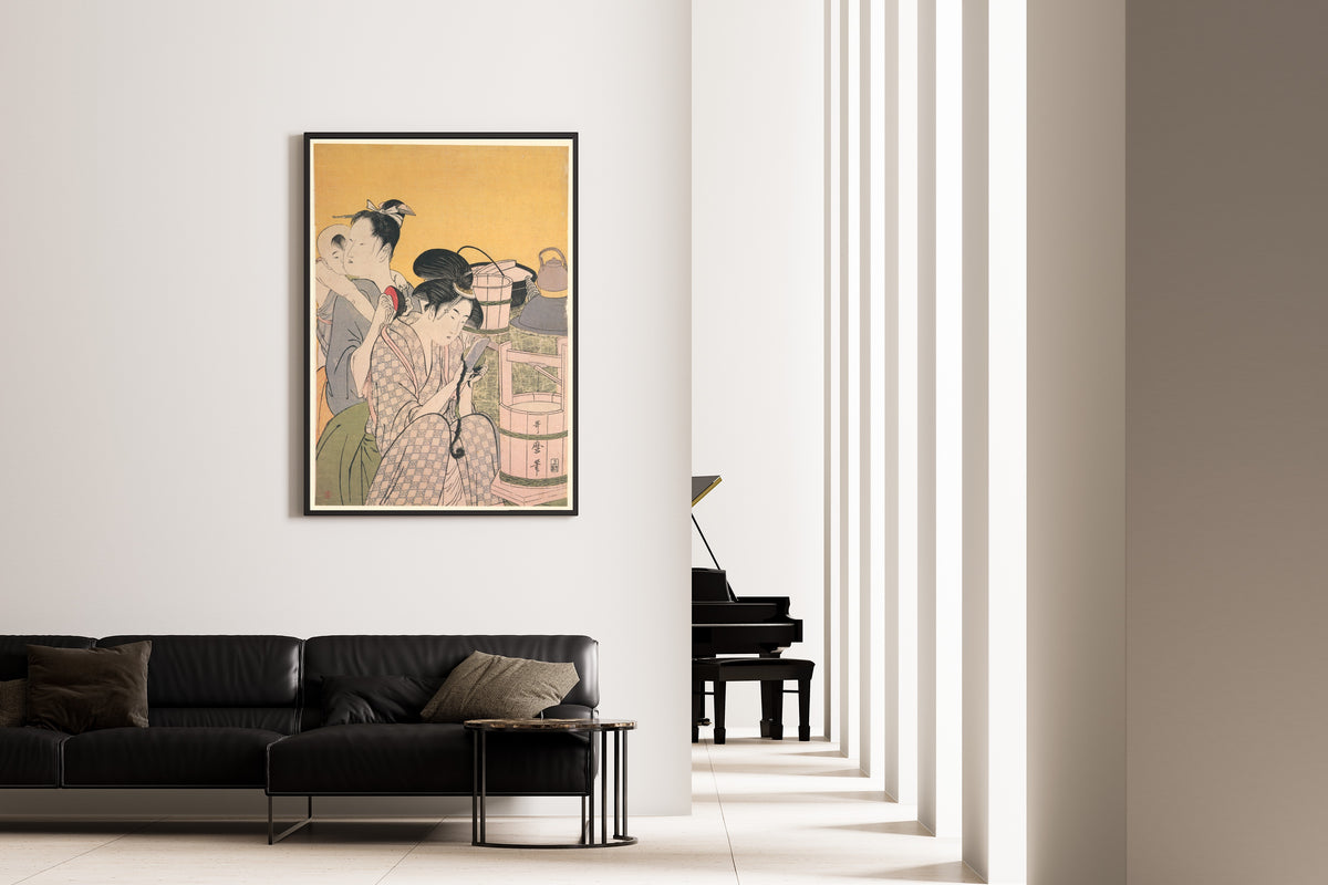 Kitagawa Utamaro — Kitchen Scene (left sheet) | Japanese Woodblock Print (Ukiyo-e)