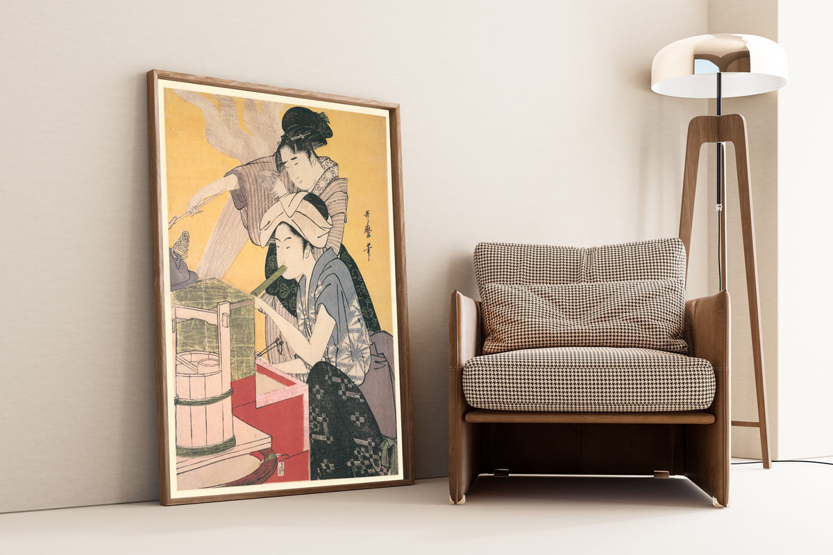 Kitagawa Utamaro — Kitchen Scene (right sheet) | Japanese Woodblock Print (Ukiyo-e)