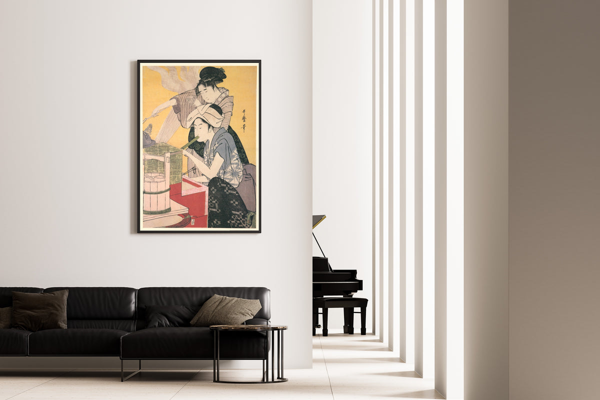 Kitagawa Utamaro — Kitchen Scene (right sheet) | Japanese Woodblock Print (Ukiyo-e)