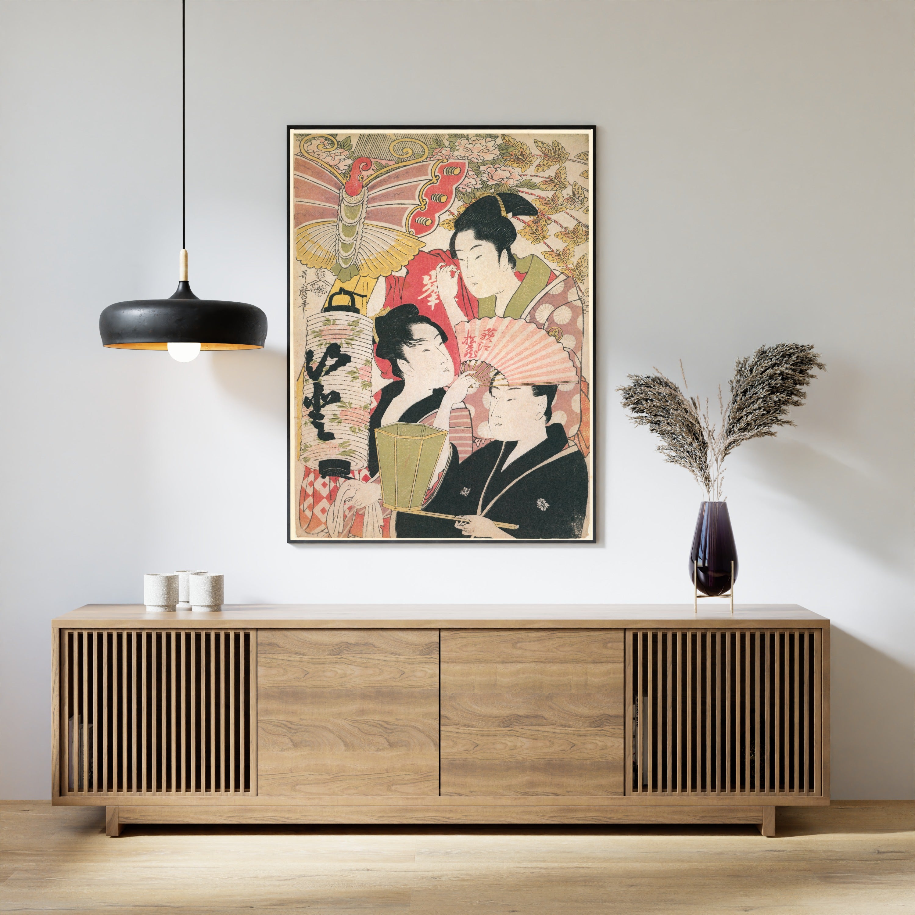 Kitagawa Utamaro — The Geisha Ogie Matsuzô, Mine, and Ito | Japanese Woodblock Print (Ukiyo-e)