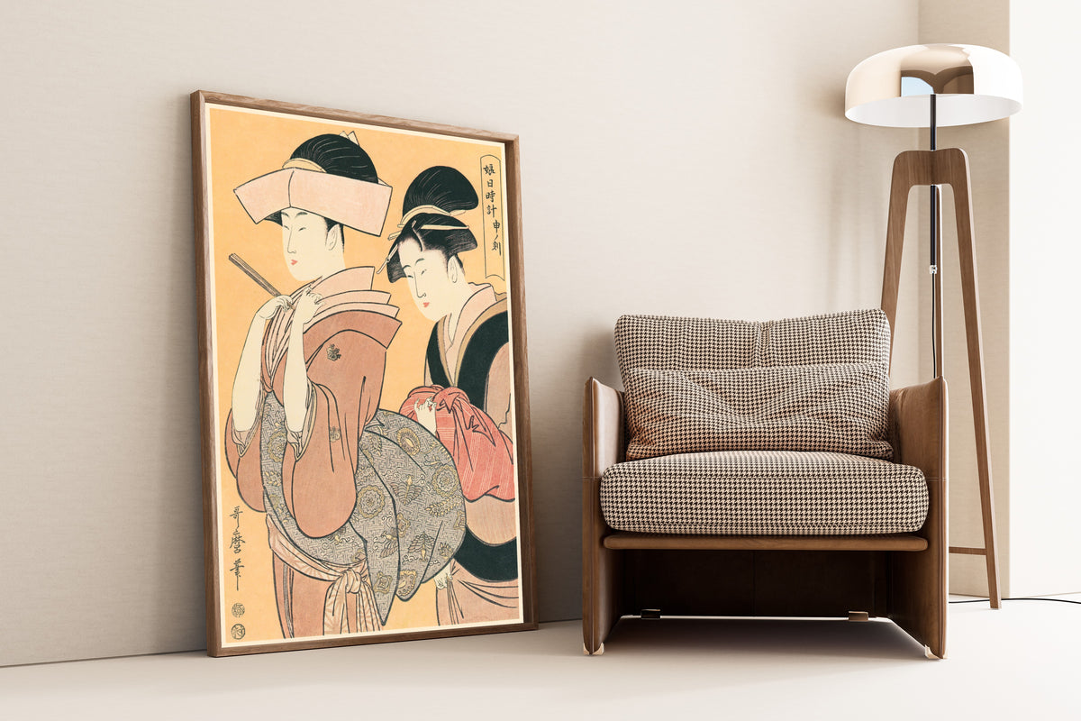 Kitagawa Utamaro — Woman Around the Clock at the Hour of the Monkey (4:00 PM) | Japanese Woodblock Print (Ukiyo-e)