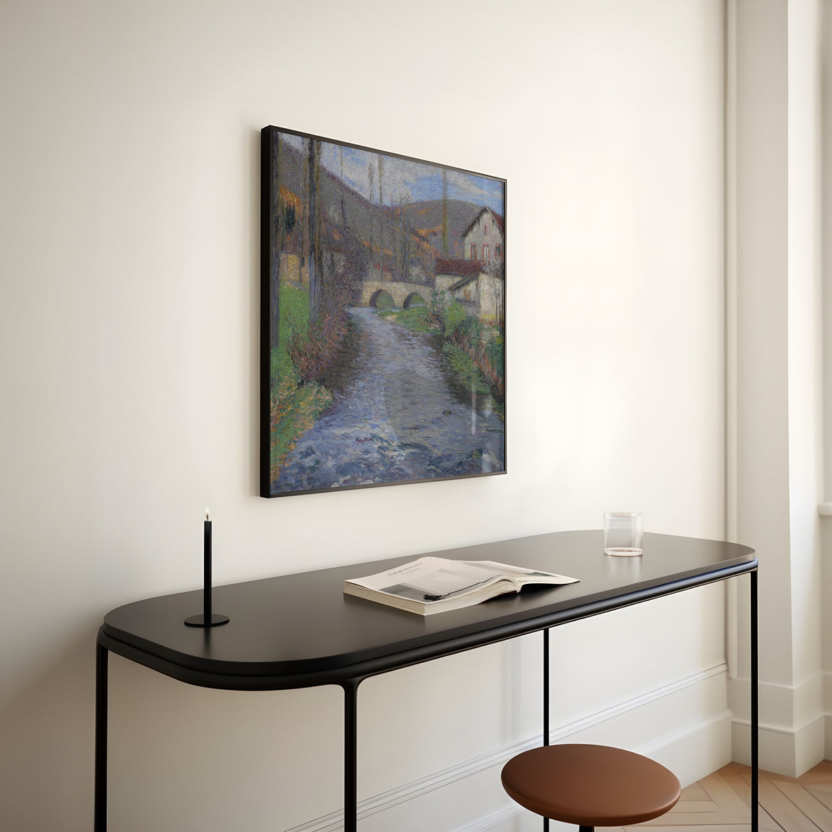 Henri Martin — L’École et le pont sur le Vert à Labastide-du-Vert | Pointillist Landscape Print