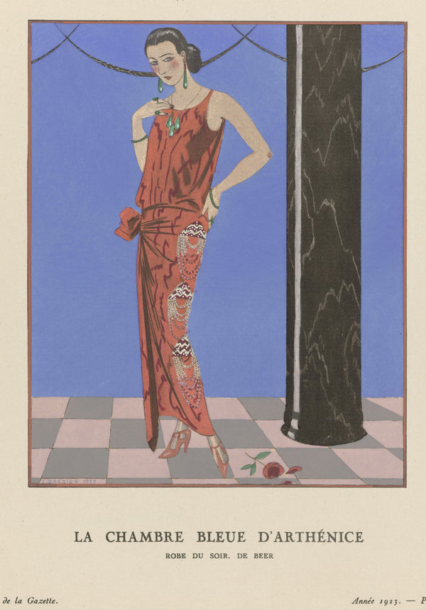 George Barbier — La Chambre bleue d'Arthénice, robe du soir de Beer | Art Deco Fashion Print