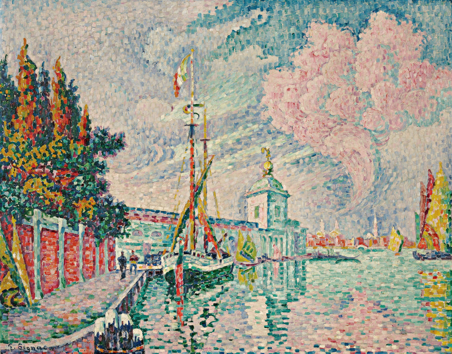 Paul Signac — La Dogana, Venice | Fine Art Print shown to scale on a wall above a sofa