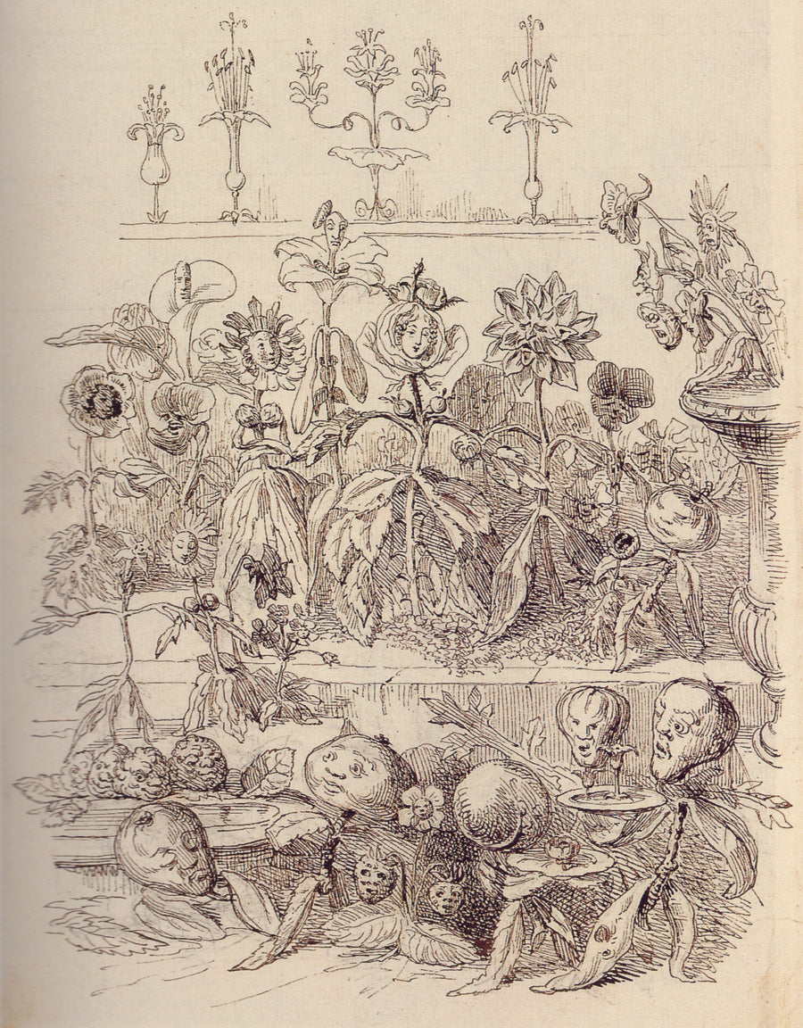 J. J. Grandville — La Fête des fleurs | Art Print shown to scale on a wall above a sofa