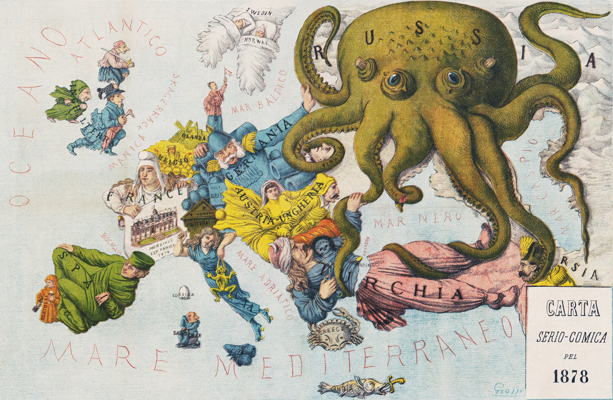 Augusto Grossi — La Piovra Russa: Carta Serio-Comica 1878 | Satirical Map Print