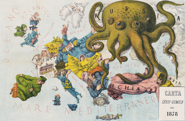Augusto Grossi — La Piovra Russa: Carta Serio-Comica 1878 | Satirical Map Print