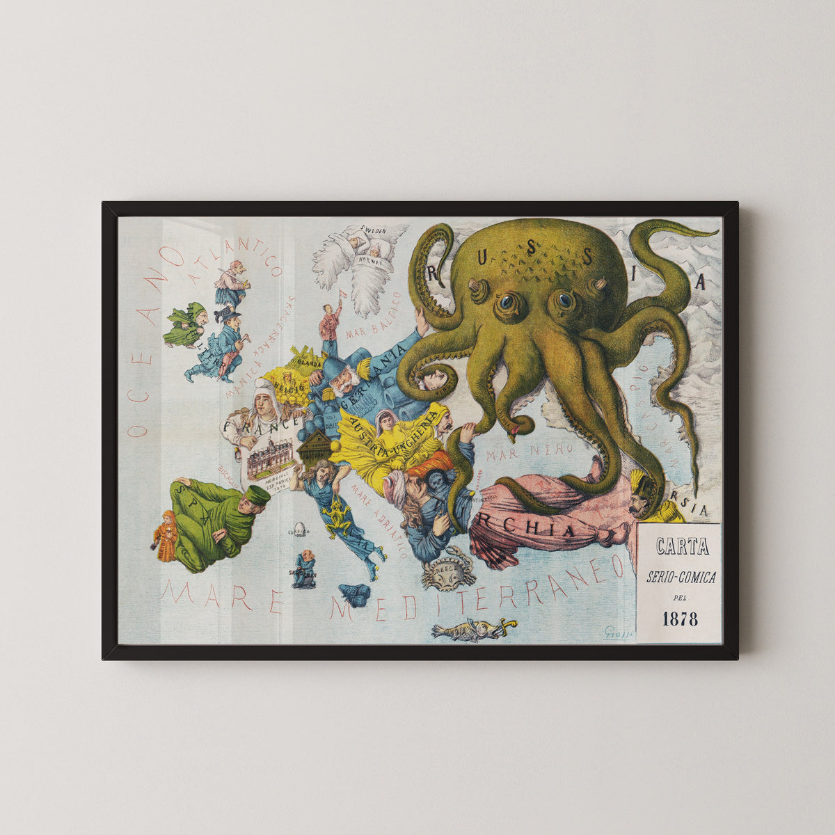 Augusto Grossi — La Piovra Russa: Carta Serio-Comica 1878 | Satirical Map Print