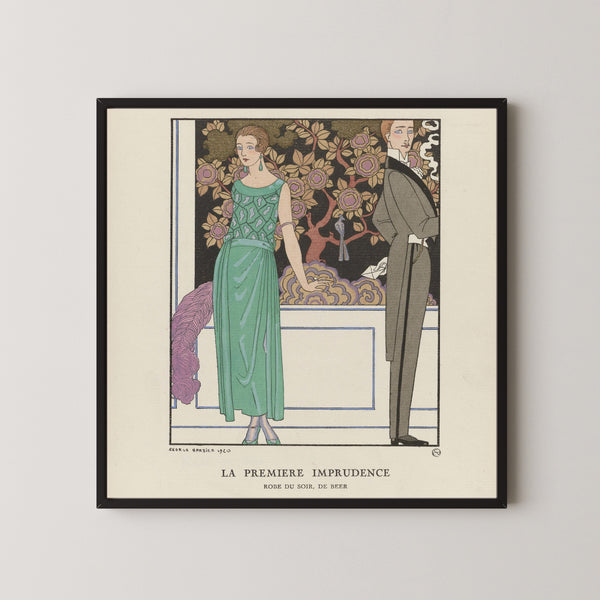 George Barbier — La Première imprudence, robe du soir de Beer | Art Deco Fashion Print
