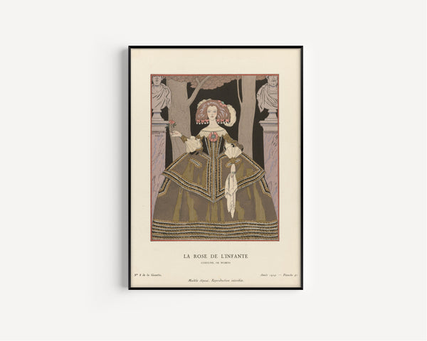 George Barbier — La Rose de l'Infante, costume de Worth | Art Deco Fashion Print