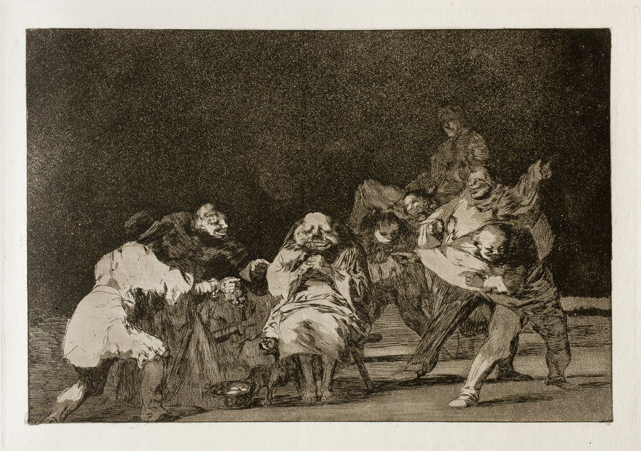 Francisco de Goya — La lealtad (Loyalty), from Los Disparates | Etching Print shown to scale on a wall above a sofa