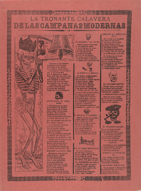José Guadalupe Posada — La tronante calavera de las campanas modernas | Relief Print