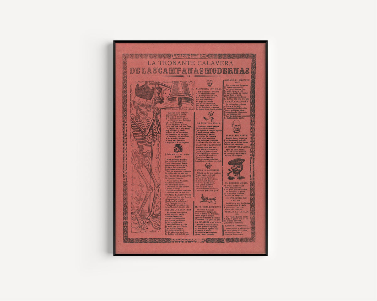 José Guadalupe Posada — La tronante calavera de las campanas modernas | Relief Print