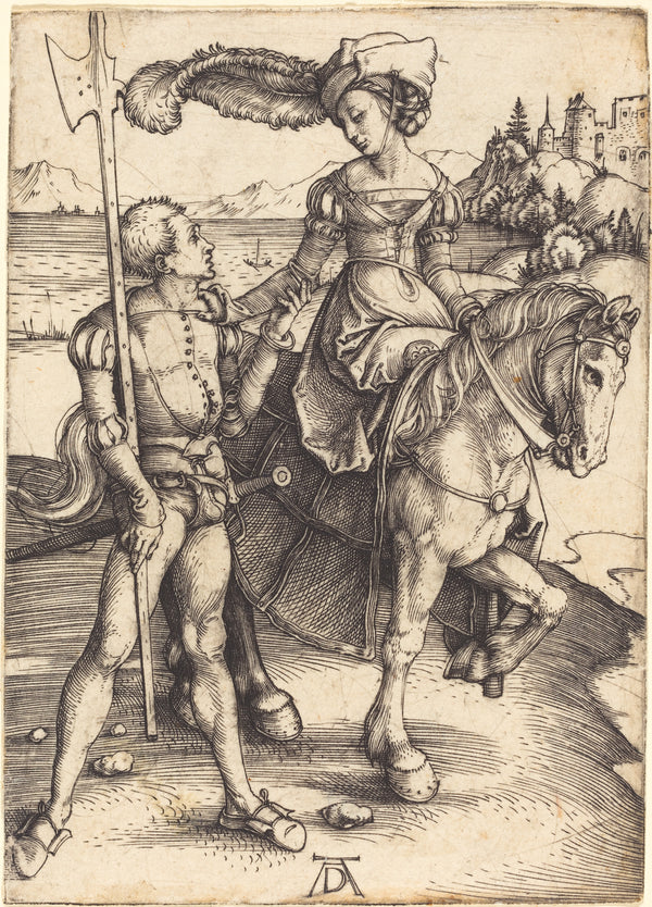Albrecht Dürer — Lady on Horseback and Landsknecht | Engraving Print