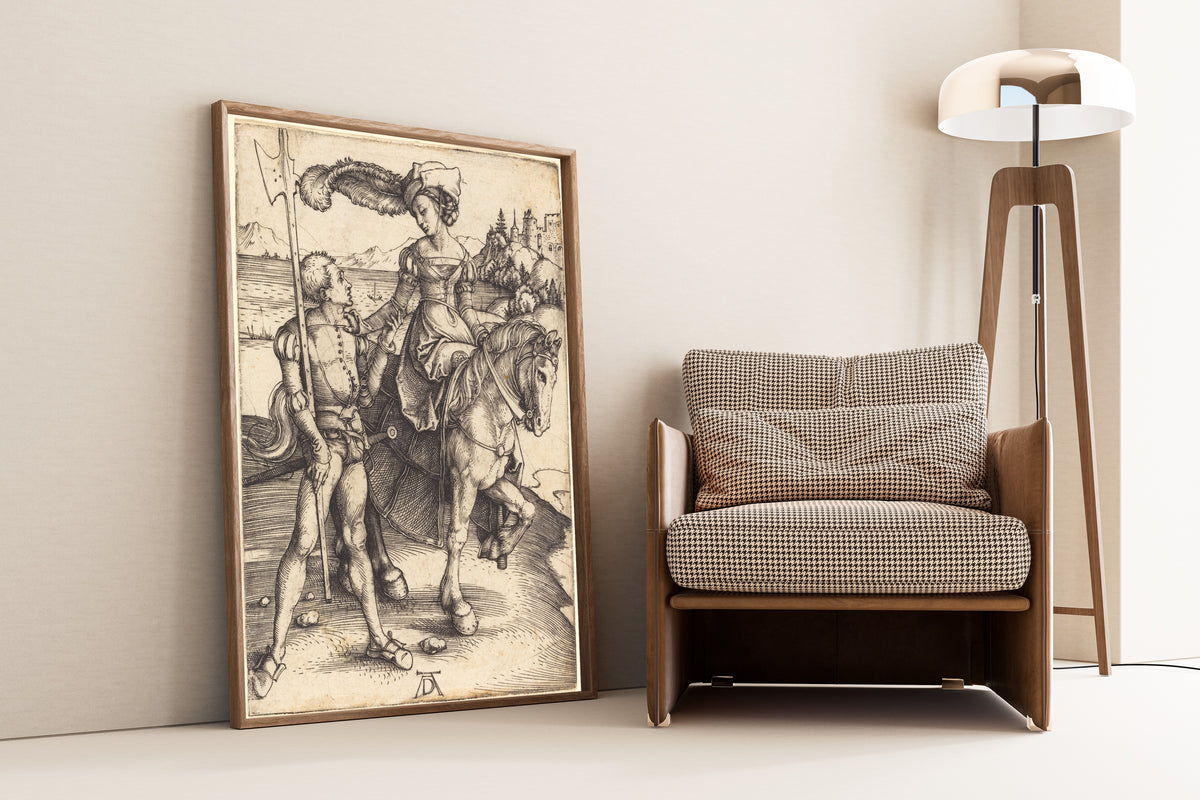 Albrecht Dürer — Lady on Horseback and Landsknecht | Engraving Print