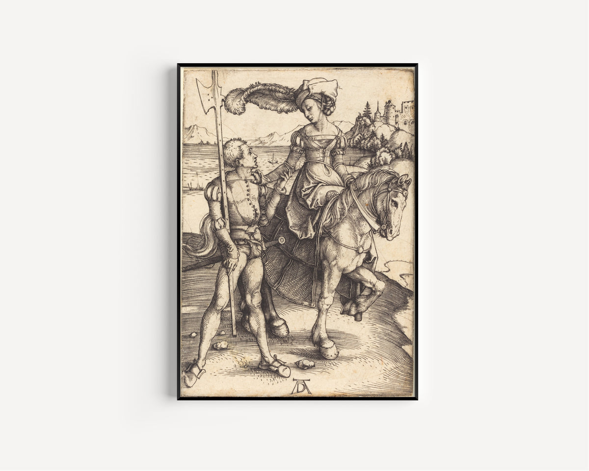 Albrecht Dürer — Lady on Horseback and Landsknecht | Engraving Print