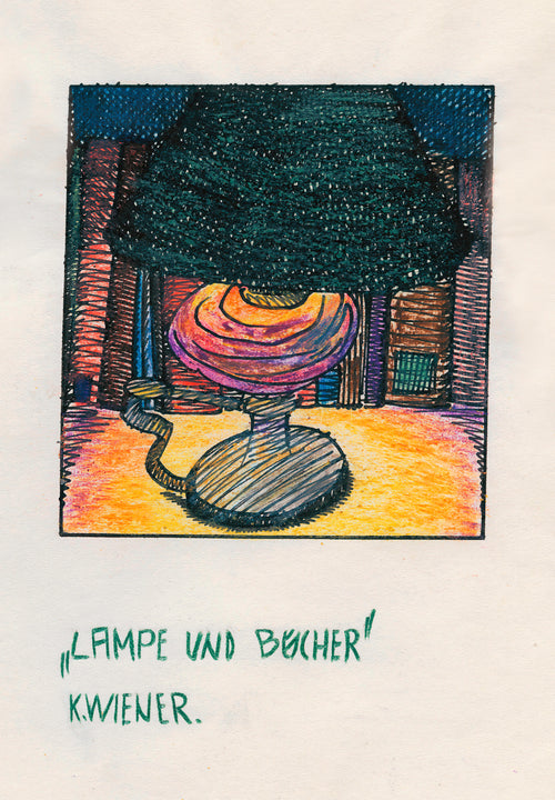 Karl Wiener — Lampe und Bücher (Lamp and Books) | Expressionist Art Print
