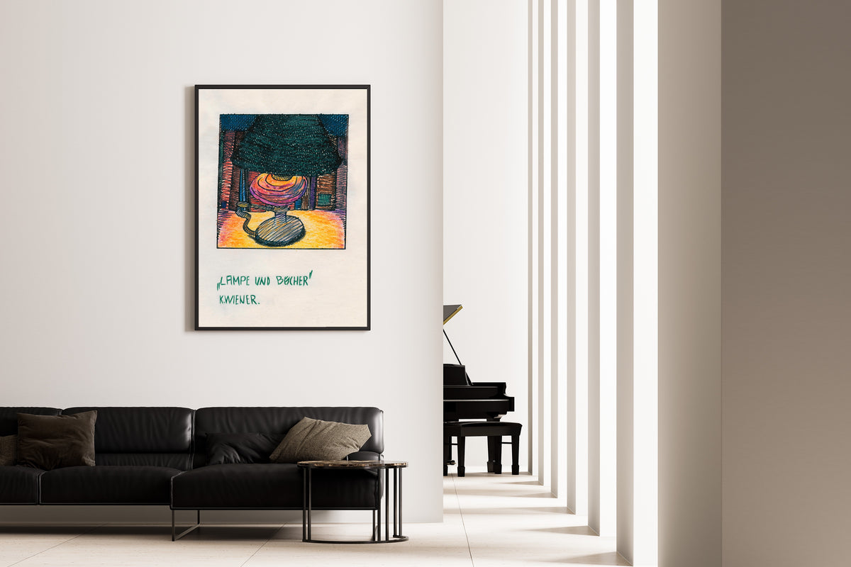 Karl Wiener — Lampe und Bücher (Lamp and Books) | Expressionist Art Print