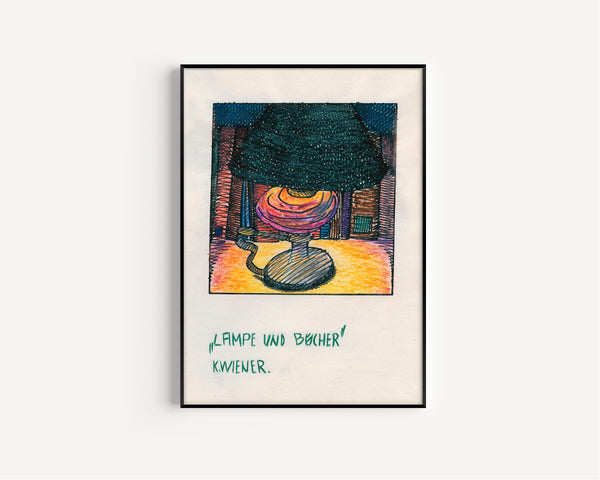 Karl Wiener — Lampe und Bücher (Lamp and Books) | Expressionist Art Print