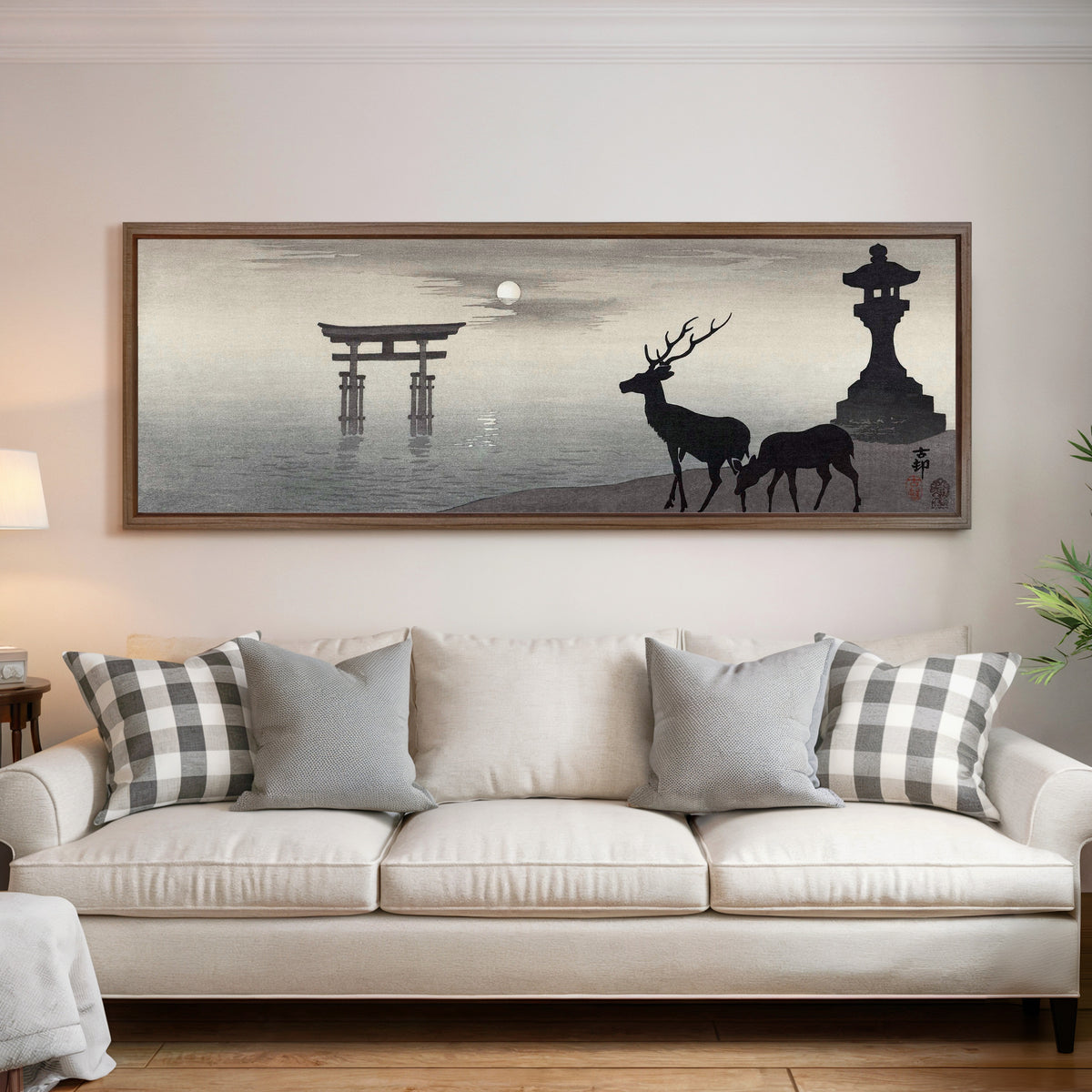 Ohara Koson — Landscape with Torii and Deer | Japanese Woodblock Print (Shin Hanga)