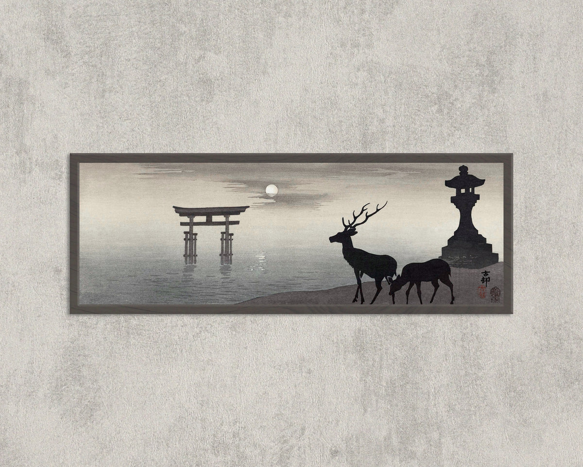 Ohara Koson — Landscape with Torii and Deer | Japanese Woodblock Print (Shin Hanga)