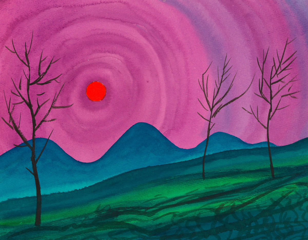 Karl Wiener — Landschaft (Landscape in Pink and Teal) | Modernist Landscape Print