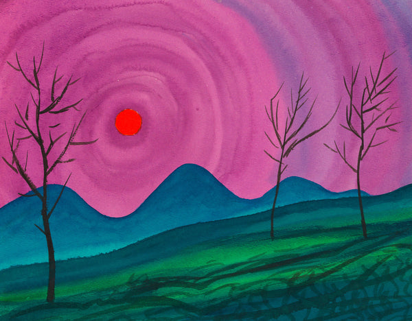 Karl Wiener — Landschaft (Landscape in Pink and Teal) | Modernist Landscape Print