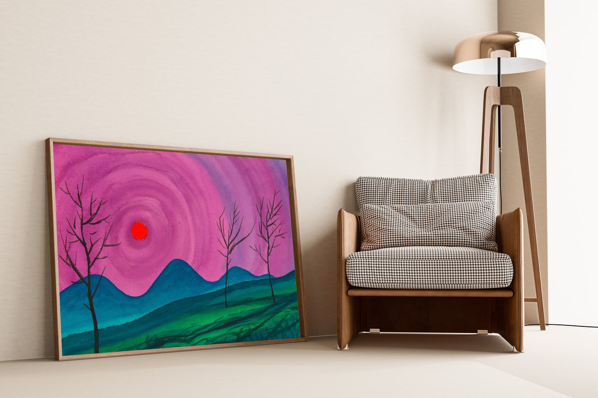 Karl Wiener — Landschaft (Landscape in Pink and Teal) | Modernist Landscape Print