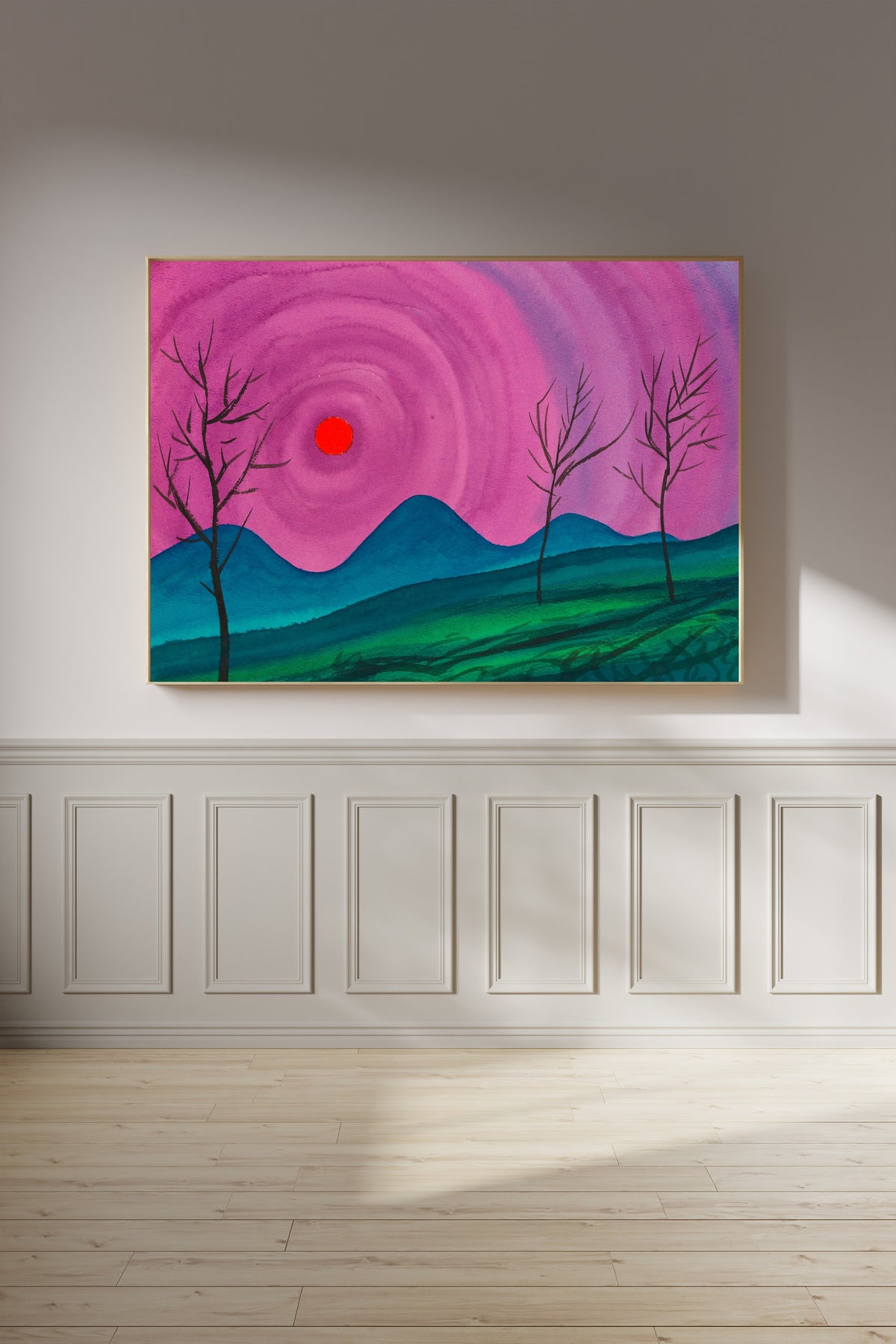 Karl Wiener — Landschaft (Landscape in Pink and Teal) | Modernist Landscape Print