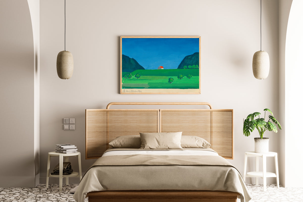 Karl Wiener — Landschaft (Landscape with a Red-Roofed House) | Modernist Landscape Print