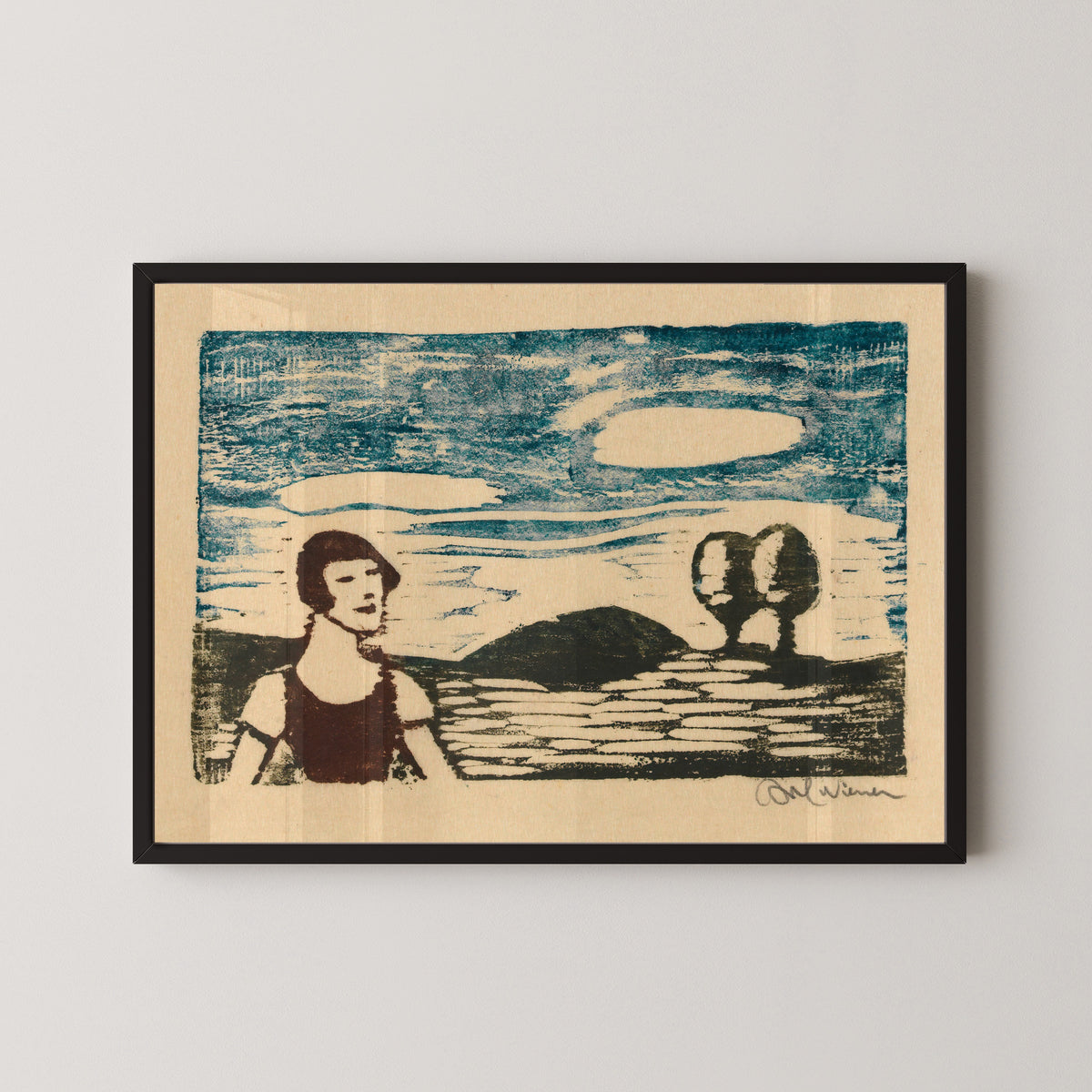 Karl Wiener — Landschaft mit Frau (Landscape with Woman) | Expressionist Art Print