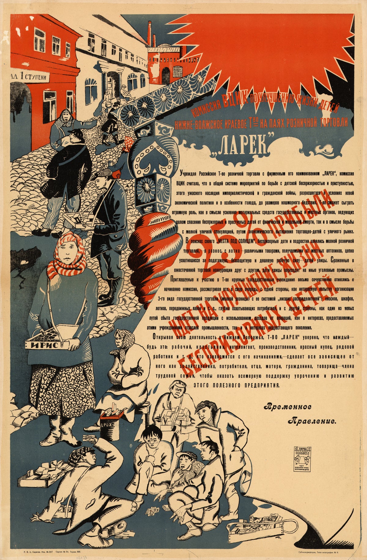 Larek: For the Homeless Children | Vintage Soviet Advertising Poster Print
