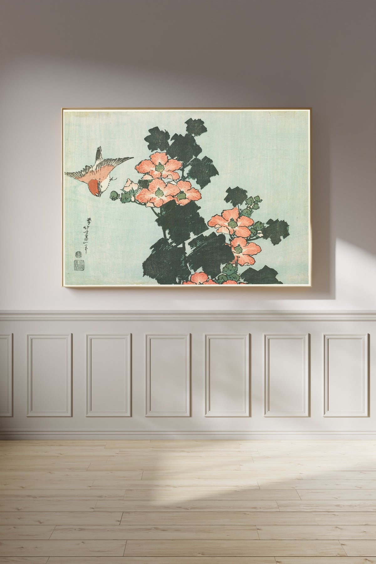 Katsushika Hokusai — Large Flowers: Hibiscus and Sparrow | Japanese Woodblock Print (Ukiyo-e)