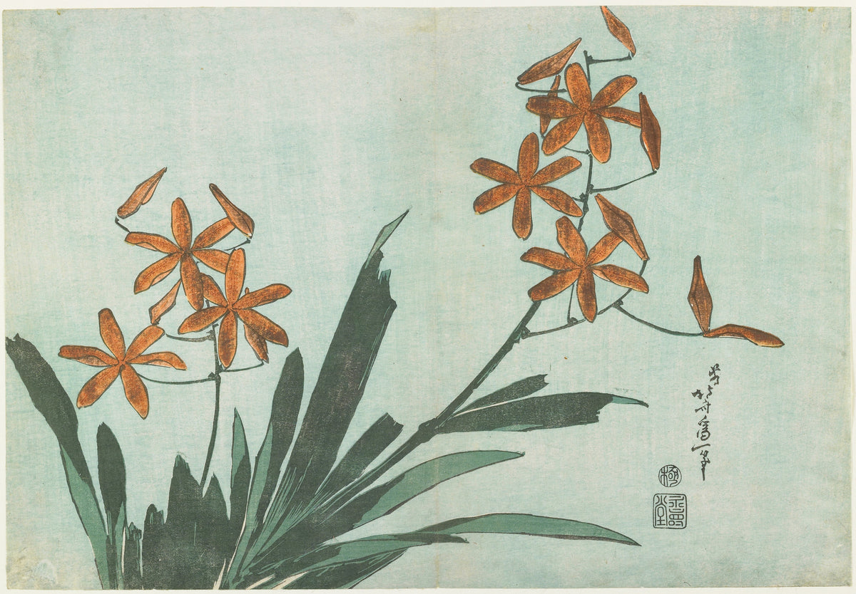 Katsushika Hokusai — Large Flowers: Leopard Lily | Japanese Woodblock Print (Ukiyo-e)
