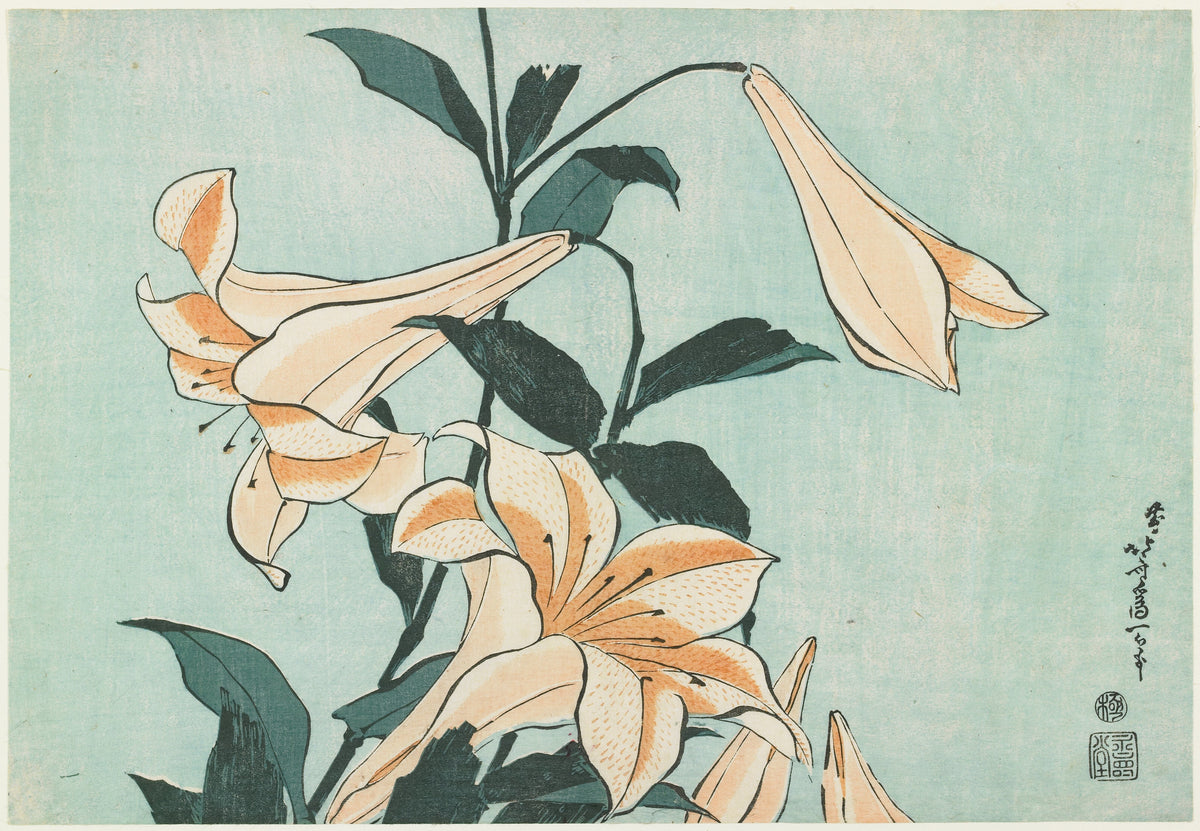 Katsushika Hokusai — Large Flowers: Lilies | Japanese Woodblock Print (Ukiyo-e)