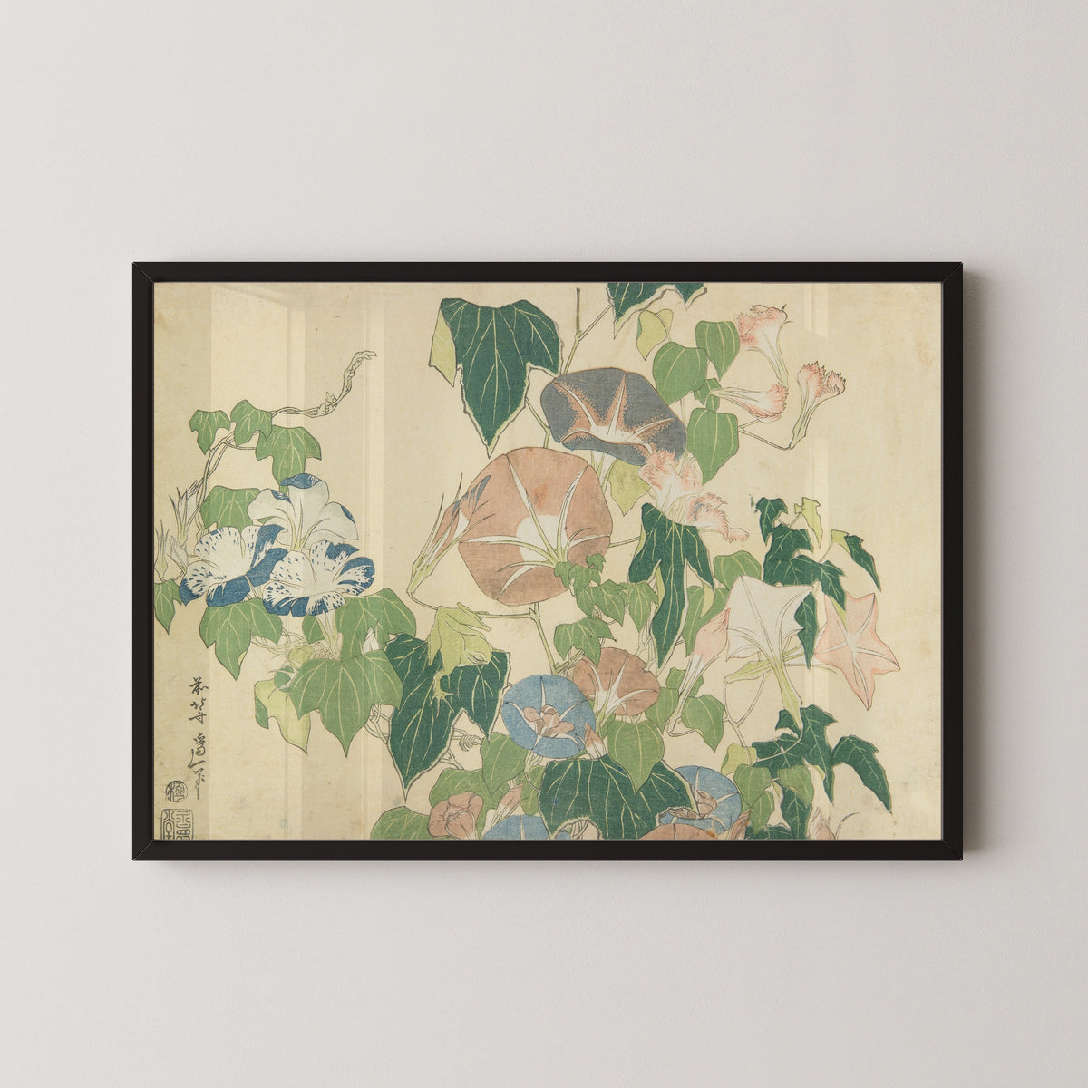 Katsushika Hokusai — Large Flowers: Morning Glories and Tree-frog | Japanese Woodblock Print (Ukiyo-e)