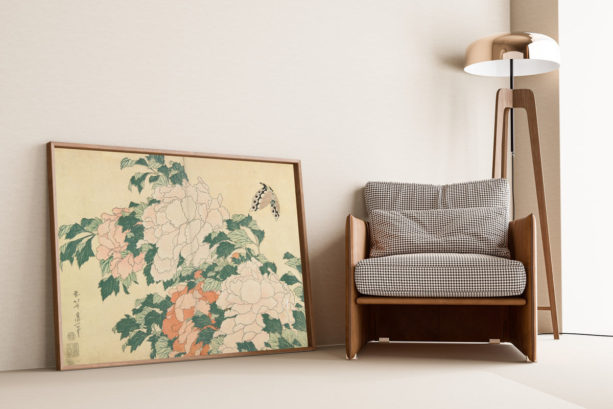Katsushika Hokusai — Large Flowers: Peonies and Butterfly | Japanese Woodblock Print (Ukiyo-e)